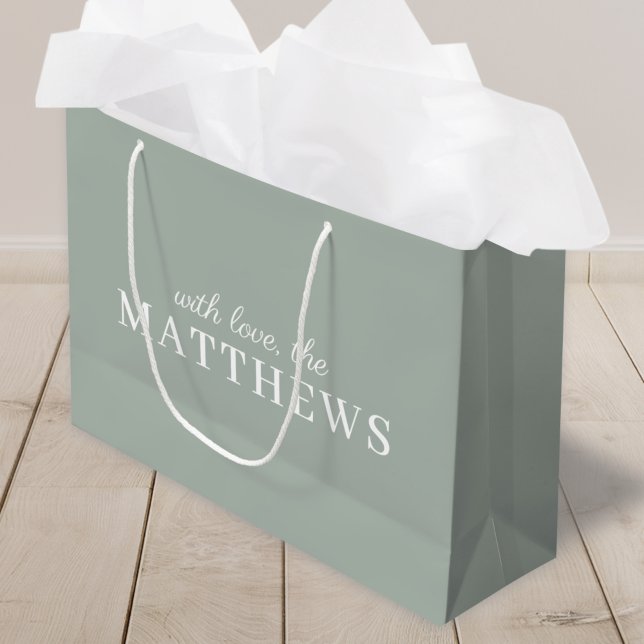 Sage Green | Modern Minimalist Stylish Elegant Large Gift Bag (Creator Uploaded)