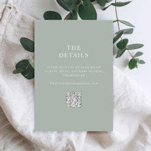 Sage Green Modern Minimalist Wedding Enclosure Card