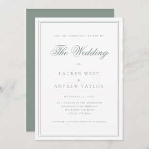 Sage Green Modern Minimalist Wedding Invitation
