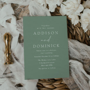 Sage Green Modern Minimalist Wedding Invitation