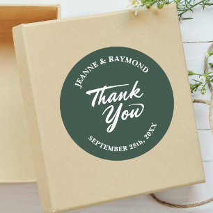 Sage Green Modern Minimalist Wedding Thank You Classic Round Sticker