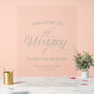 Sage Green Modern Minimalist Wedding Welcome Sign