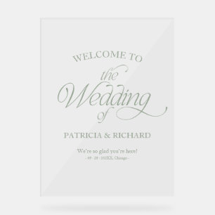 Sage Green Modern Minimalist Wedding Welcome Sign