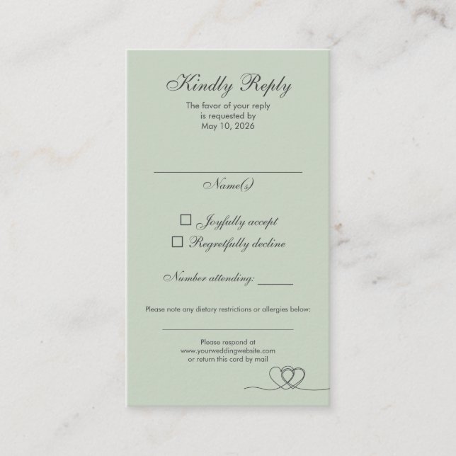 Sage Green Modern Mix and Match Wedding RSVP Card (Front)