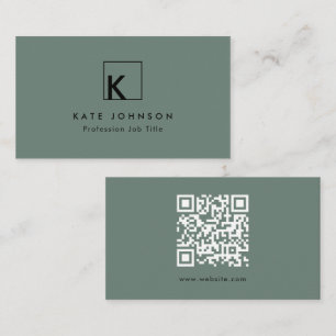 Sage Green Modern Monogram Logo Minimal  Business Card