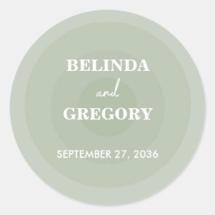 Sage Green Modern Monogram Wedding  Classic Round Sticker
