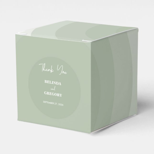 Sage Green Modern Monogram Wedding  Favour Box (Front Side)
