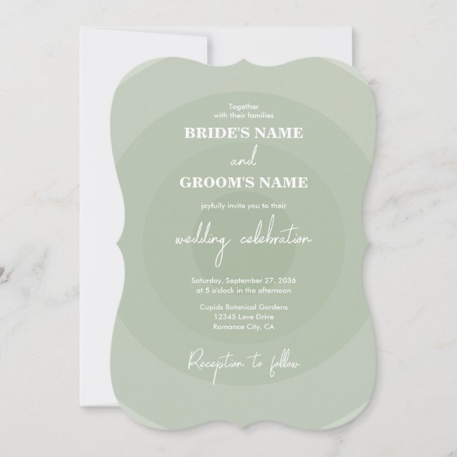 Sage Green Modern Monogram Wedding Invitation (Front)