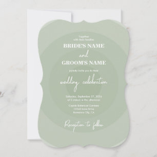 Sage Green Modern Monogram Wedding Invitation