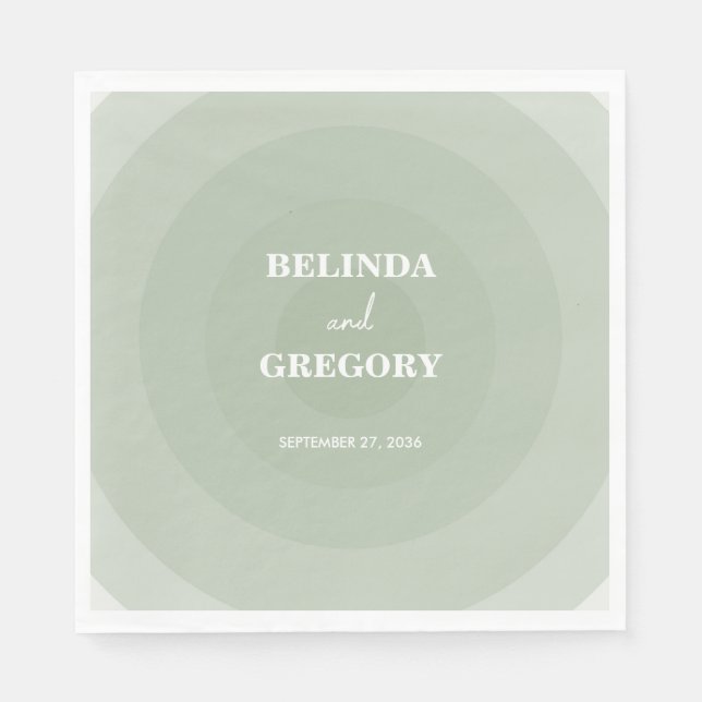 Sage Green Modern Monogram Wedding Napkin (Front)