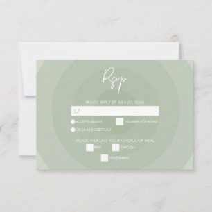 Sage Green Modern Monogram Wedding RSVP Card