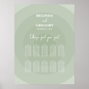 Sage Green Modern Monogram Wedding Seating Chart