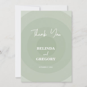 Sage Green Modern Monogram Wedding  Thank You Card