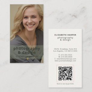 Sage Green Modern Photo QR Code Professional Business Card