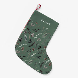 Sage green modern scandi elegant script Christmas Small Christmas Stocking