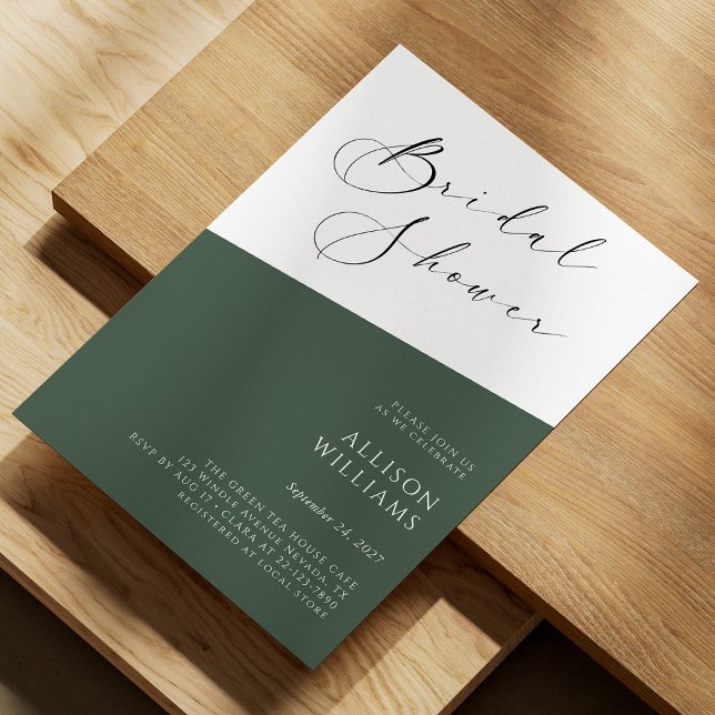 Sage Green Modern Script Bridal Shower Invitation (Sage Green Modern Script Bridal Shower Invitation Personalized)