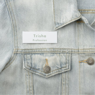 Sage Green Modern Script Custom Employee ID Name Tag