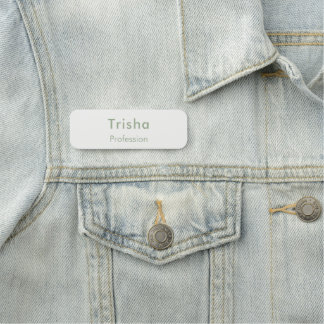 Sage Green Modern Script Custom Employee ID Name Tag