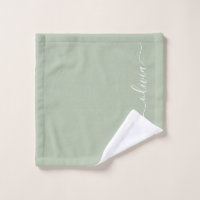 Sage Green Modern Script Girly Monogram Name
