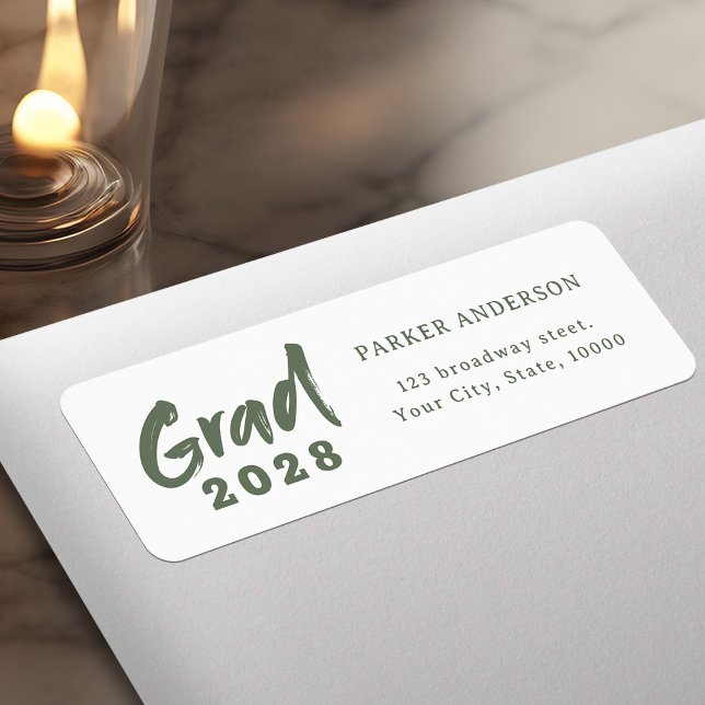 Sage Green Modern Script Graduation Return Address Label (Sage Green Modern Script Graduation Return Address Label)