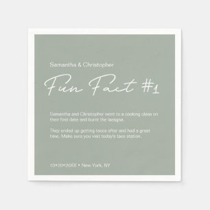 Sage green Modern Simple Couple fun fact Wedding Napkin