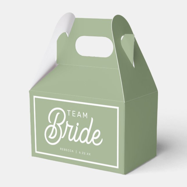 Sage Green Modern Team Bride Custom Favour Box (Back Side)