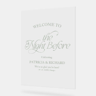 Sage Green Modern The Night Before Welcome Sign