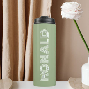 Sage Green Modern Typography Personalised Name Thermal Tumbler