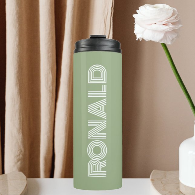 Sage Green Modern Typography Personalised Thermal Tumbler (In Situ)