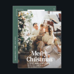 Sage green modern watercolor botanical typography holiday postcard<br><div class="desc">Modern full bleed photo elegant rustic watercolor dried botanical floral muted colours holiday Christmas card. Sage green,  hunter green,  black,  white and brown modern on trend colorway.</div>