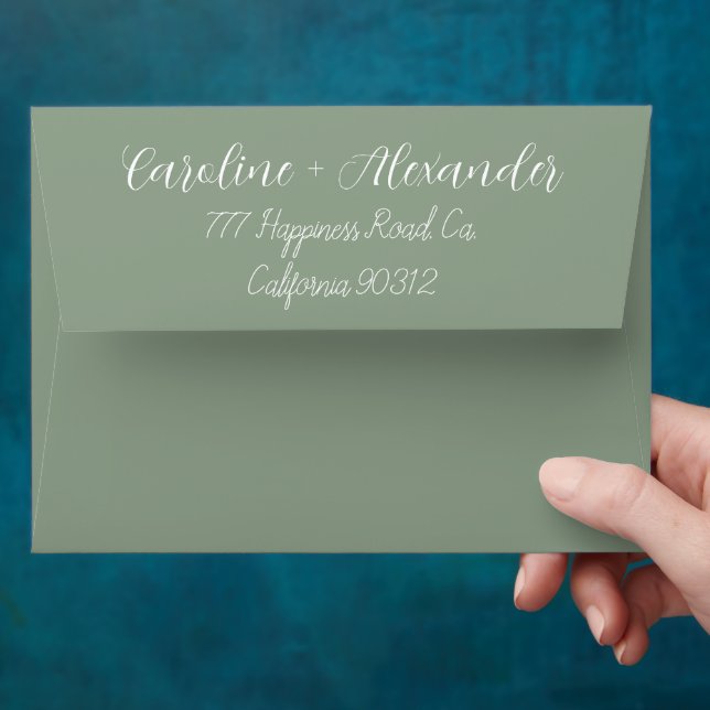 Sage Green Modern Wedding Chic Return Address Envelope (Hand)