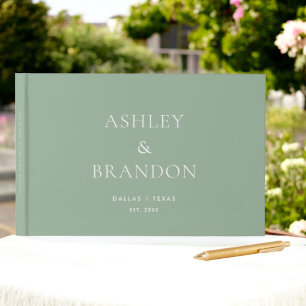 Sage Green Modern Wedding Custom Guest Book