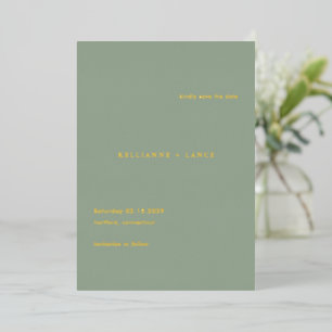 Sage Green Modern Wedding Foil Save the Date