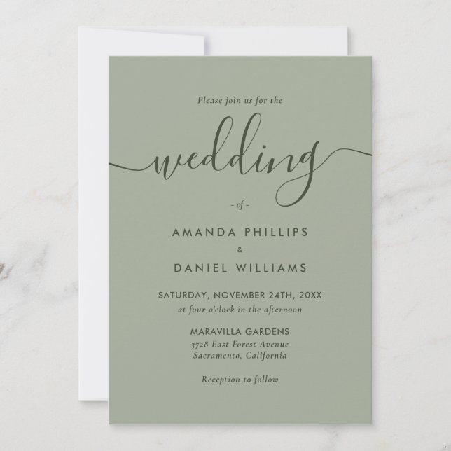 Sage Green Modern Wedding Invitation (Front)