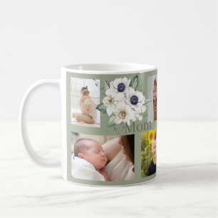 Sage Green Mom Photo Collage Coffee Mug