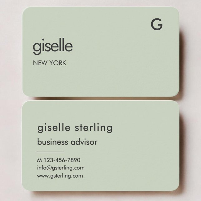 Sage Green Monogram  Business Card (Creator Uploaded)