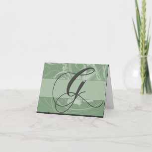 Sage green monogram card - Initial G