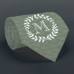 Sage Green Monogram Elegant Modern Foliage Wreath Tie<br><div class="desc">Accessorise in style with this personalised monogrammed necktie. Design features modern laurel wreath leaves and stylish typography initial. Monogram in centre is simple to customise. Makes an elegant groom and groomsmen keepsake gift idea and compliments chic wedding greenery.</div>