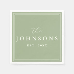 Sage Green Monogram Established Family Wedding Napkin