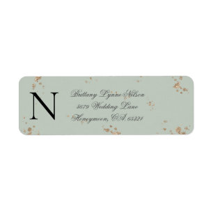 Sage Green Monogram Gold Glitter Return Address Label