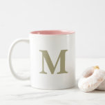 Sage Green Monogram Initial Letter Wedding Gift Two-Tone Coffee Mug<br><div class="desc">Desined with custom monogram name initial in sage green (custom colour) which you may change as you wish. Makes great gift or party favour for occasions like birthdays,  weddings,  baby showers and more!</div>