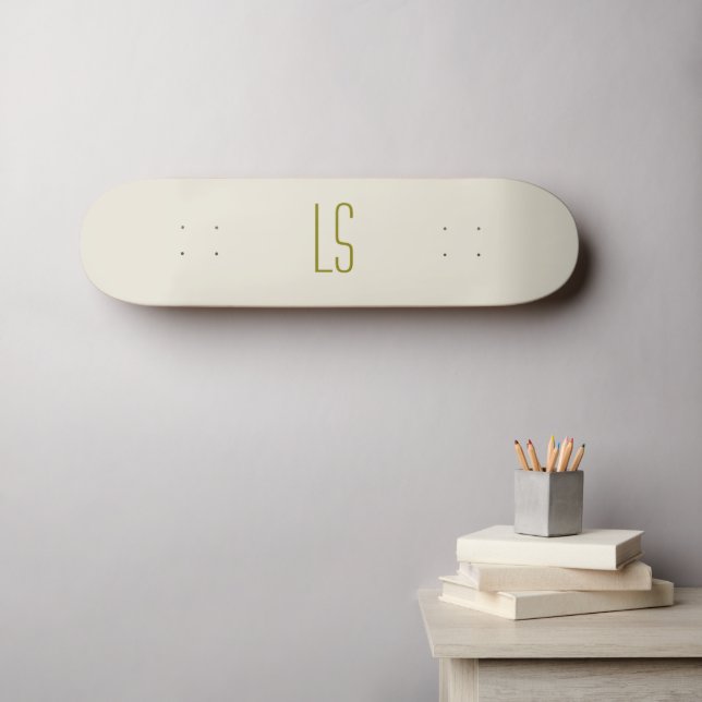 Sage green monogram initial simple skateboard (Wall Art (Horz))