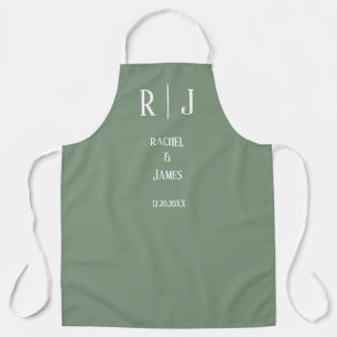 Sage Green Monogram Initial Wedding Gift Favour  Apron