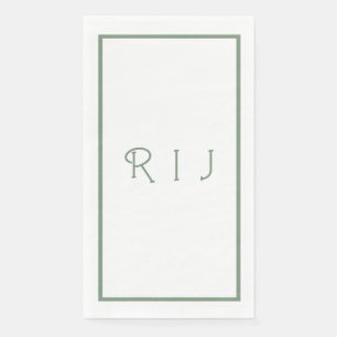 Sage Green Monogram Initials Engagement Wedding Napkin