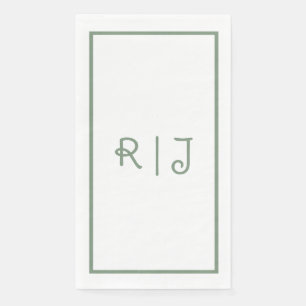 Sage Green Monogram Initials Letters Cool Wedding Napkin