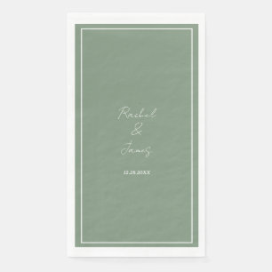 Sage Green Monogram Name Elegant Script Wedding Napkin