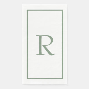Sage Green Monogram Name Wedding Bridal Shower Napkin