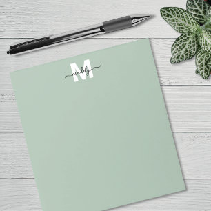 Sage Green Monogram Notepad