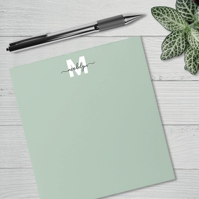 Sage Green Monogram Notepad (Sage Green Monogram Notepad)