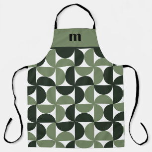 Sage Green Monogram Pattern Apron
